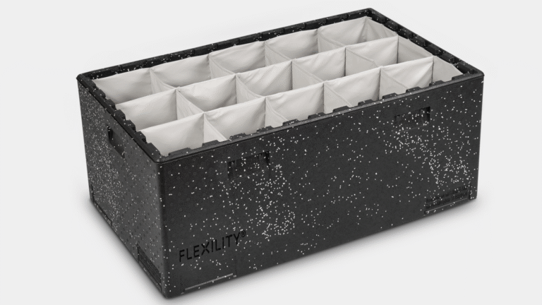 FLEXILITY® Croco KLT-Standardbehälter aus EPP mit Texbag®-Textileinsatz, leicht und stapelstabil ohne Umreifung